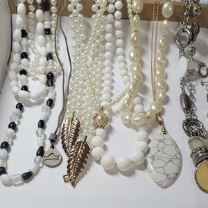 Elegant White and Gold Tone Jewelry Lot